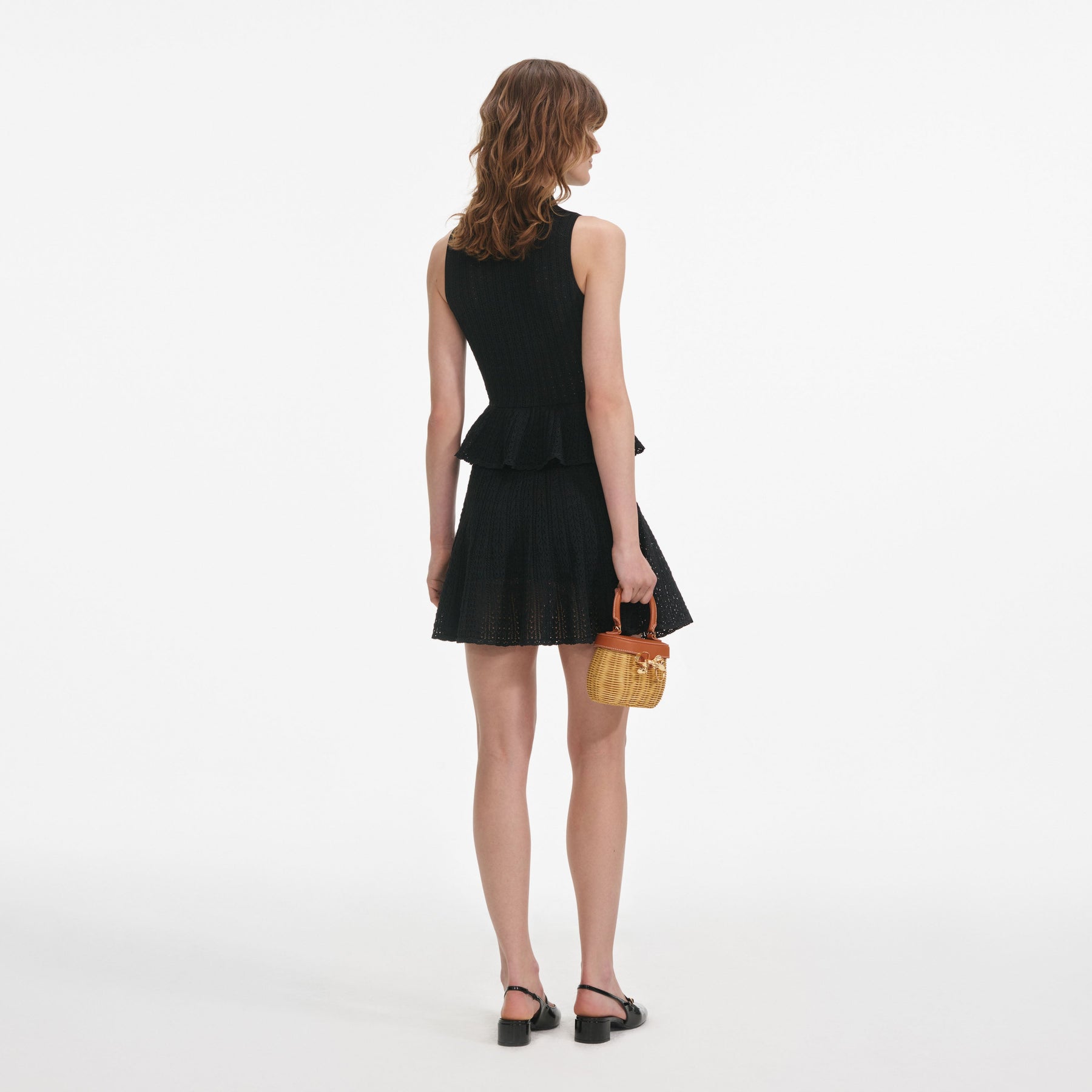 Self-Portrait Pointelle Knit Mini Dress - Svart