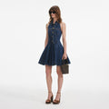 Sleeveless Flared Mini Dress - Denim