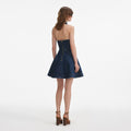 Sleeveless Flared Mini Dress - Denim