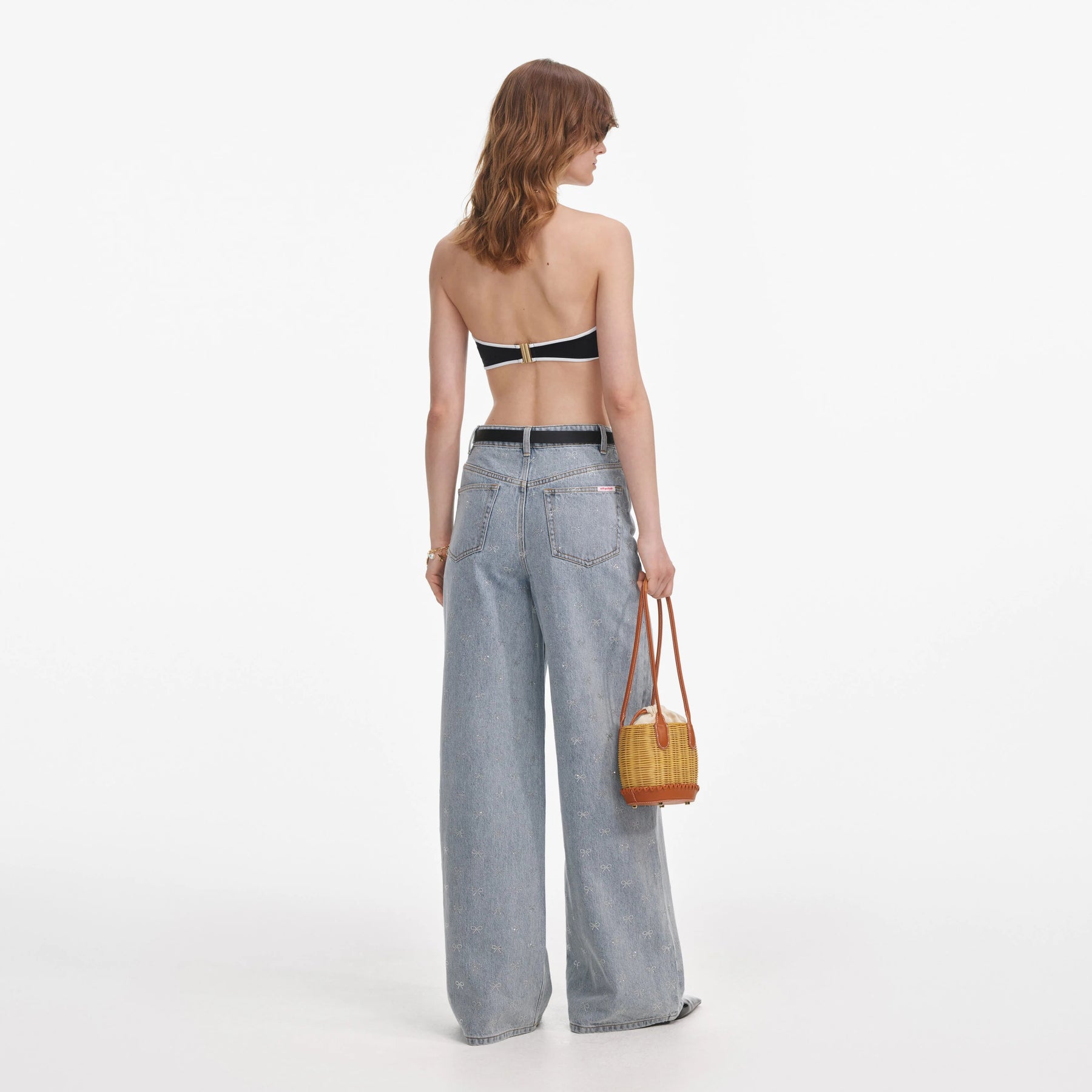 Diamante Bow Jeans - Ljusblå