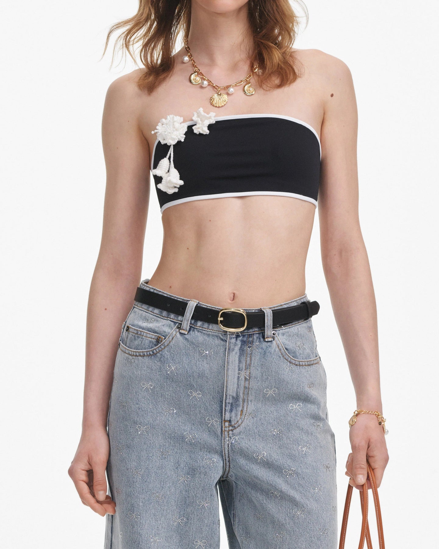 Diamante Bow Jeans - Ljusblå