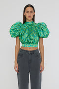 Puff Sleeve Top - Clematis Blue Comb.