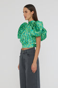 Puff Sleeve Top - Clematis Blue Comb.