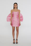 Sheer Satin Bow Dress - Cameo Pink