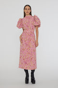 Jacquard Puffy Dress - Fuchsia Pink Comb.