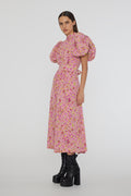 Jacquard Puffy Dress - Fuchsia Pink Comb.
