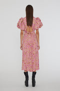 Jacquard Puffy Dress - Fuchsia Pink Comb.