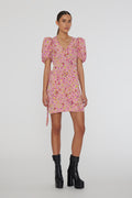 Jacquard Belted Dress - Fuchsia Pink Comb.
