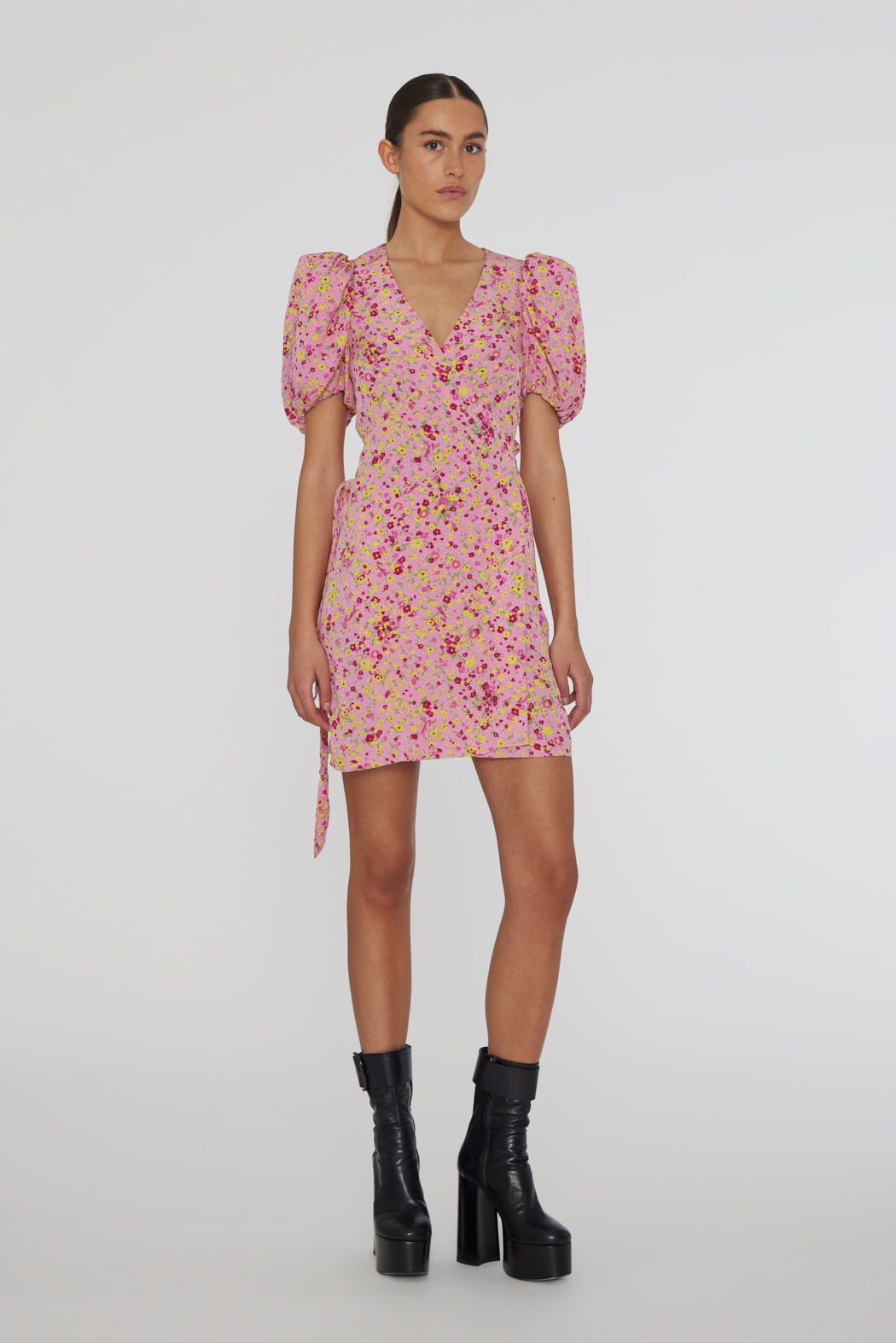 Jacquard Belted Dress - Fuchsia Pink Comb.