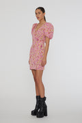 Jacquard Belted Dress - Fuchsia Pink Comb.