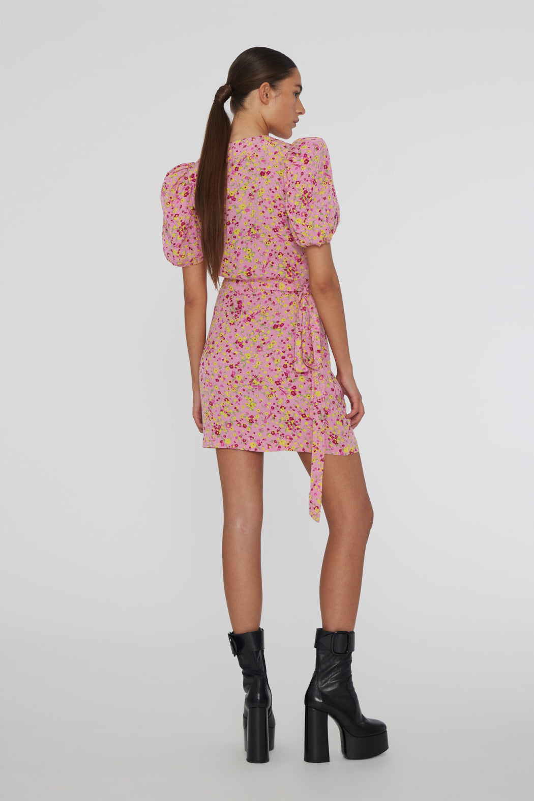 Jacquard Belted Dress - Fuchsia Pink Comb.