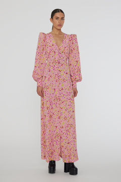 Jacquard Maxi Dress - Fuchsia Pink Comb.
