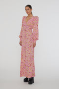 Jacquard Maxi Dress - Fuchsia Pink Comb.