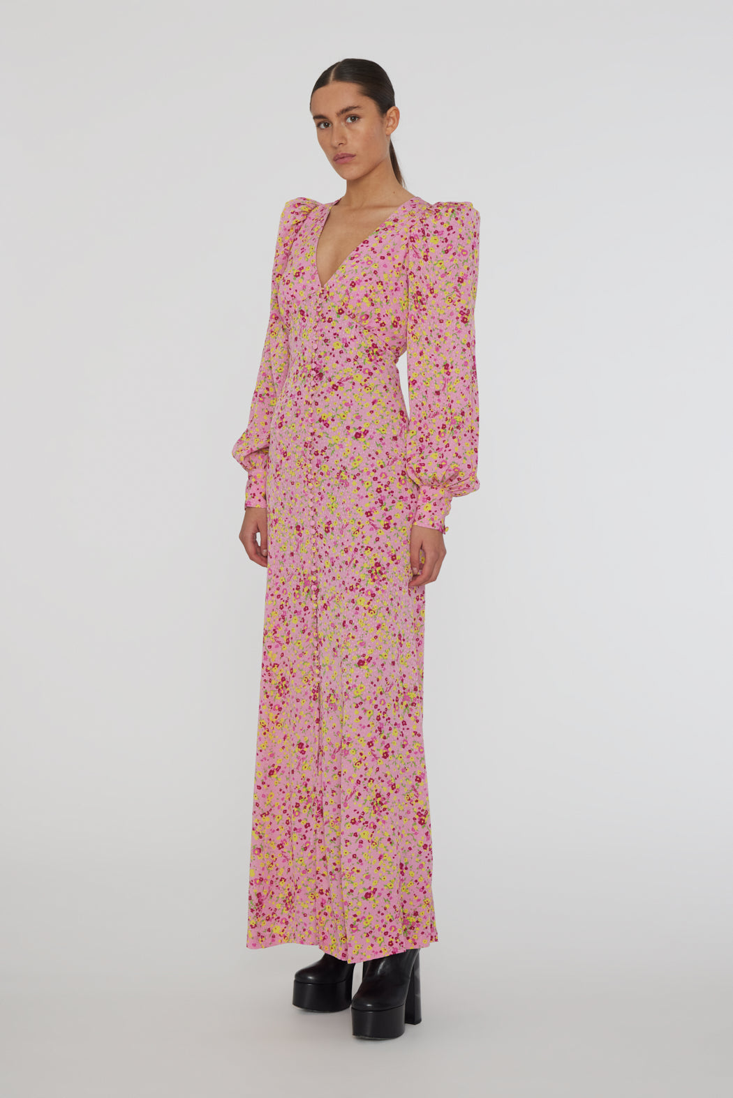 Jacquard Maxi Dress - Fuchsia Pink Comb.