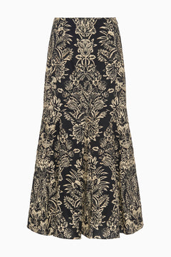 Clarisse Trumpet Midi Skirt - Noir Flora