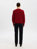 Lulu Ls stickad kort kofta - Equestrian Red Melange