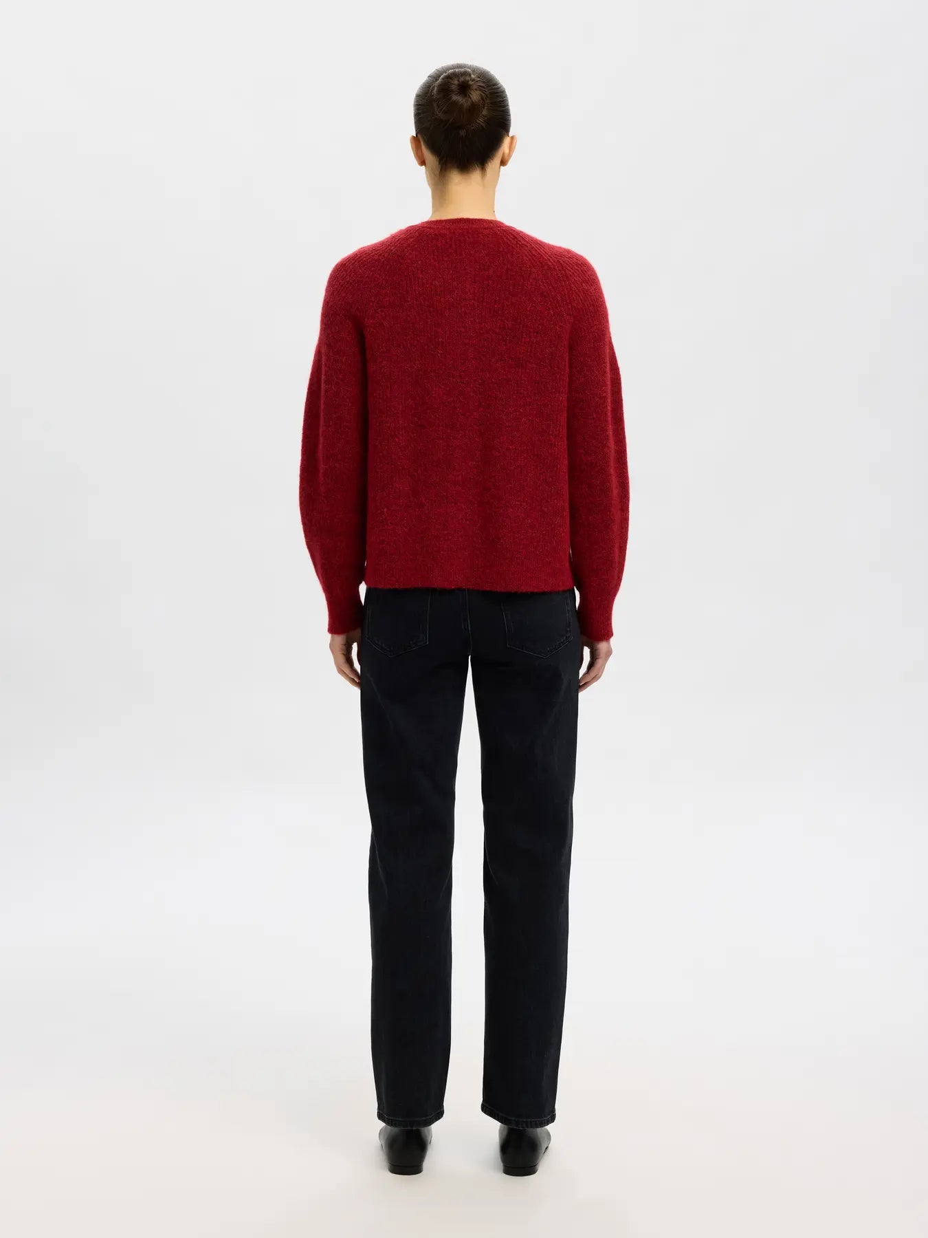 Lulu Ls stickad kort kofta - Equestrian Red Melange