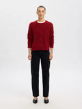 Lulu Ls stickad kort kofta - Equestrian Red Melange