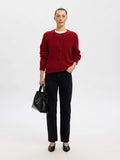 Lulu Ls stickad kort kofta - Equestrian Red Melange