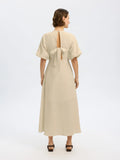 Maddie Ss Midi Dress B - Birch