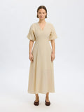 Maddie Ss Midi Dress B - Birch