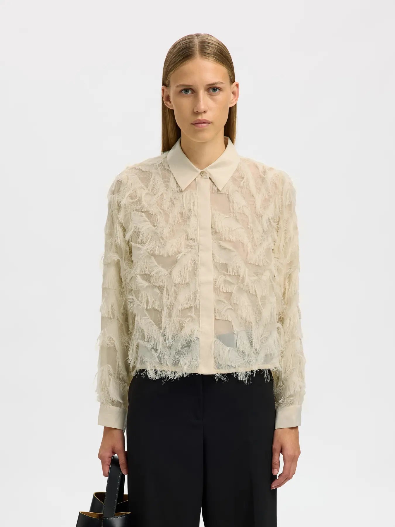 Myline Ls Fluffy Cropped Skjorta - Angora