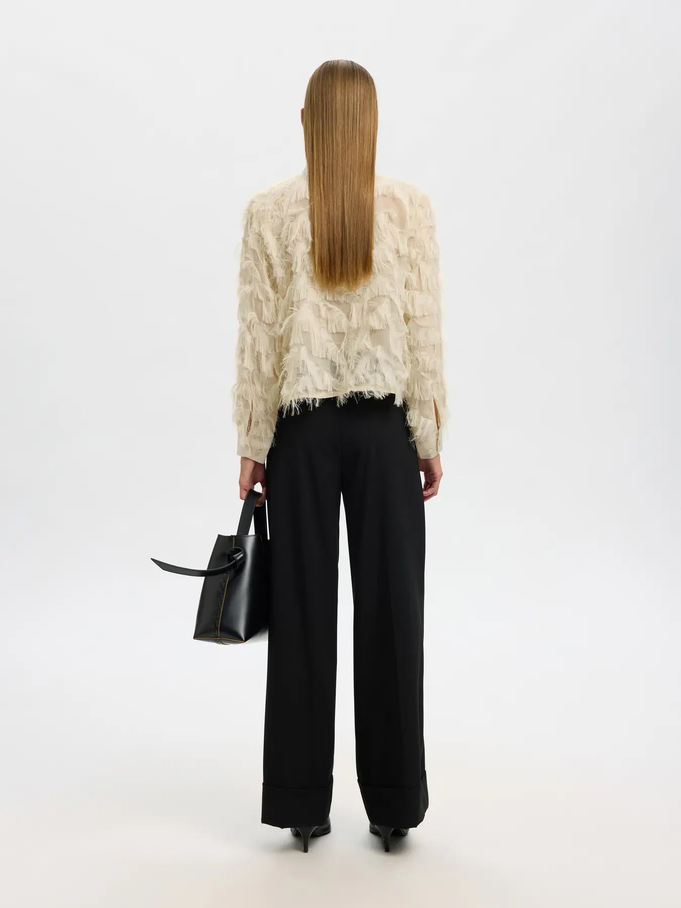 Myline Ls Fluffy Cropped Skjorta - Angora