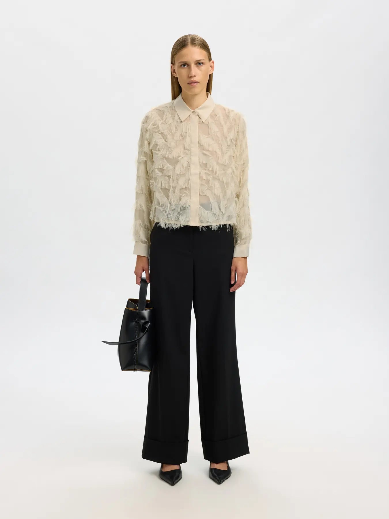 Myline Ls Fluffy Cropped Skjorta - Angora