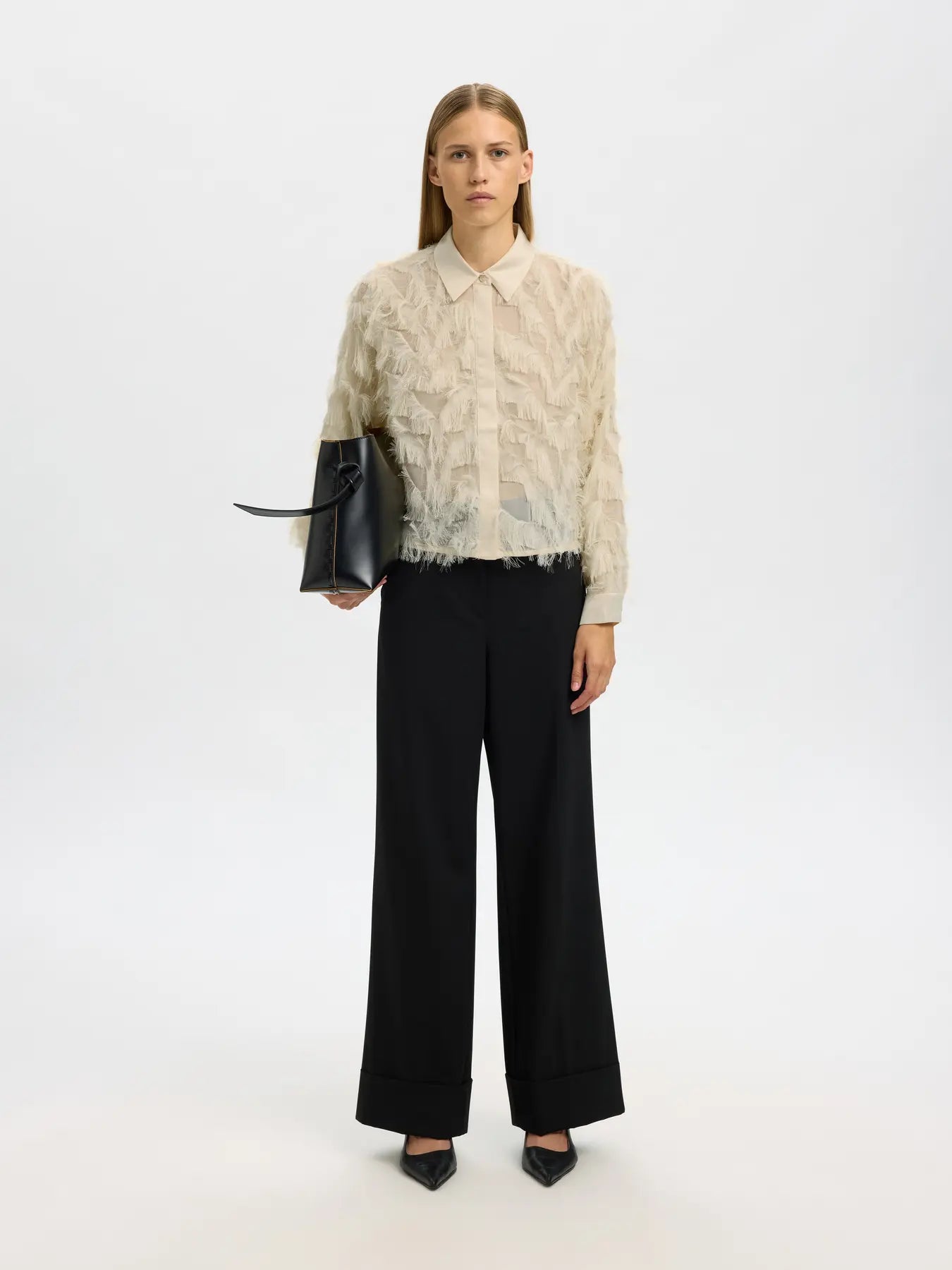 Myline Ls Fluffy Cropped Skjorta - Angora