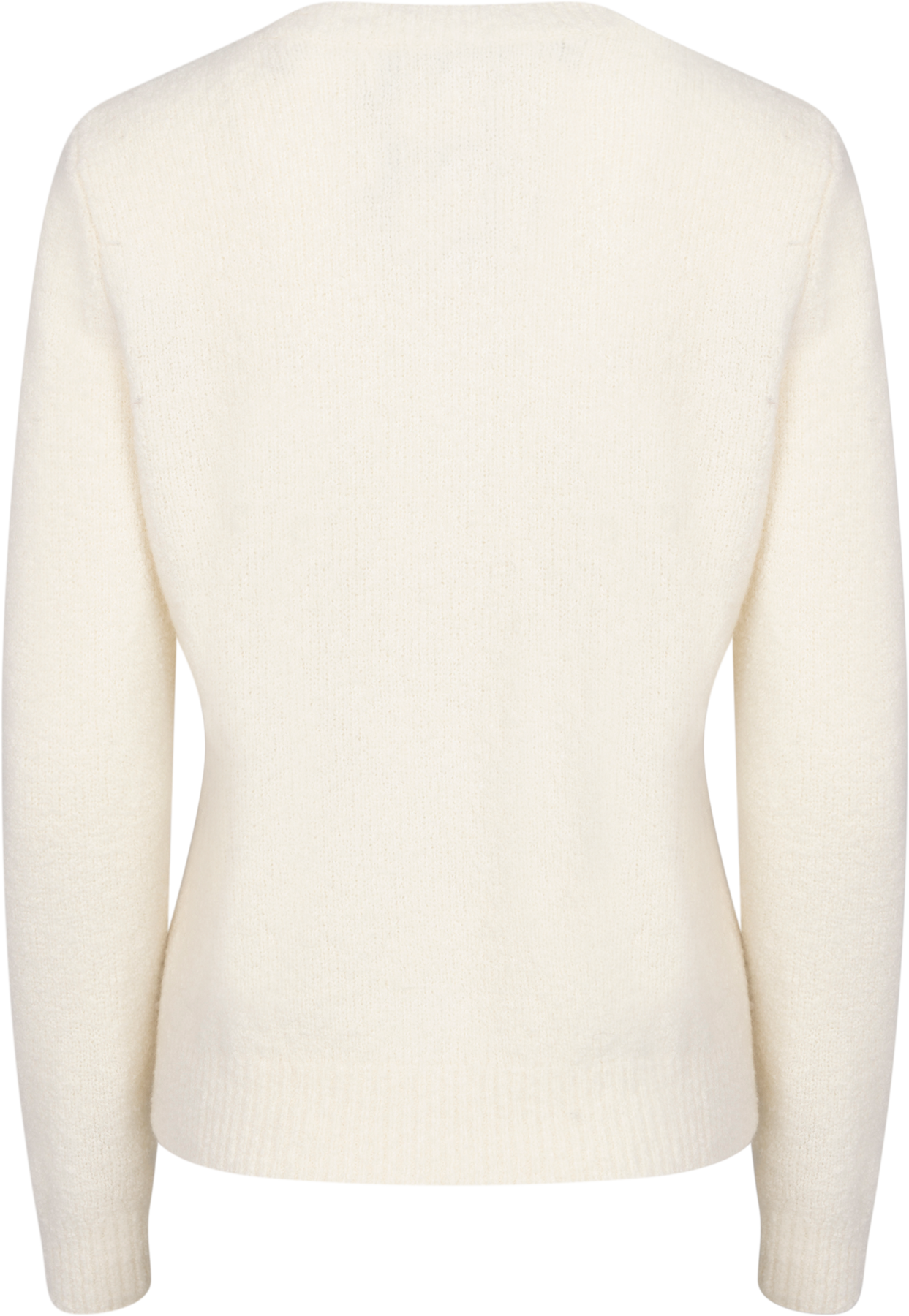 Boucle C-Neck Kofta - Krämvit