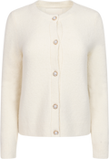 Boucle C-Neck Kofta - Krämvit