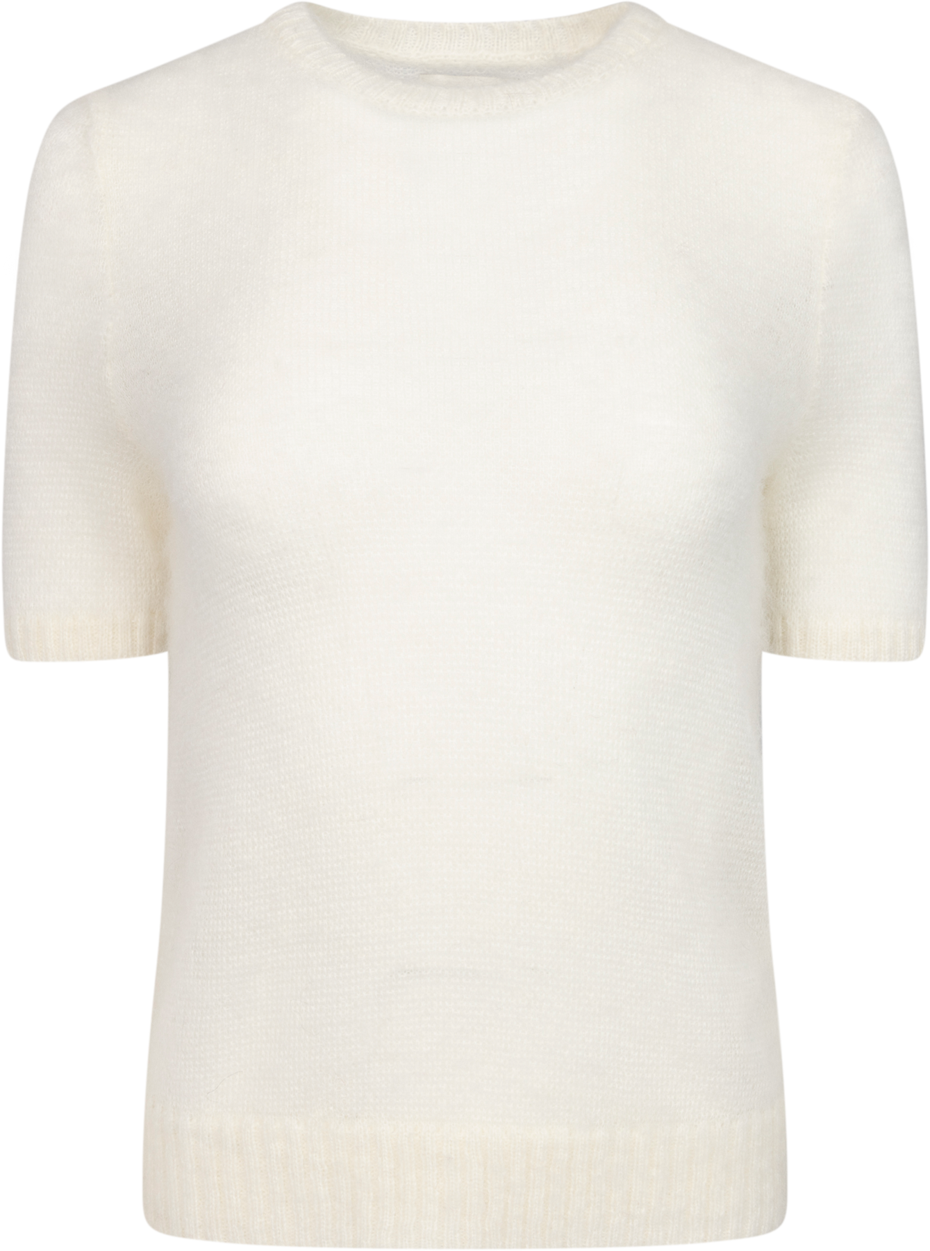 Mohair Blend Ss C-Neck - Krämvit