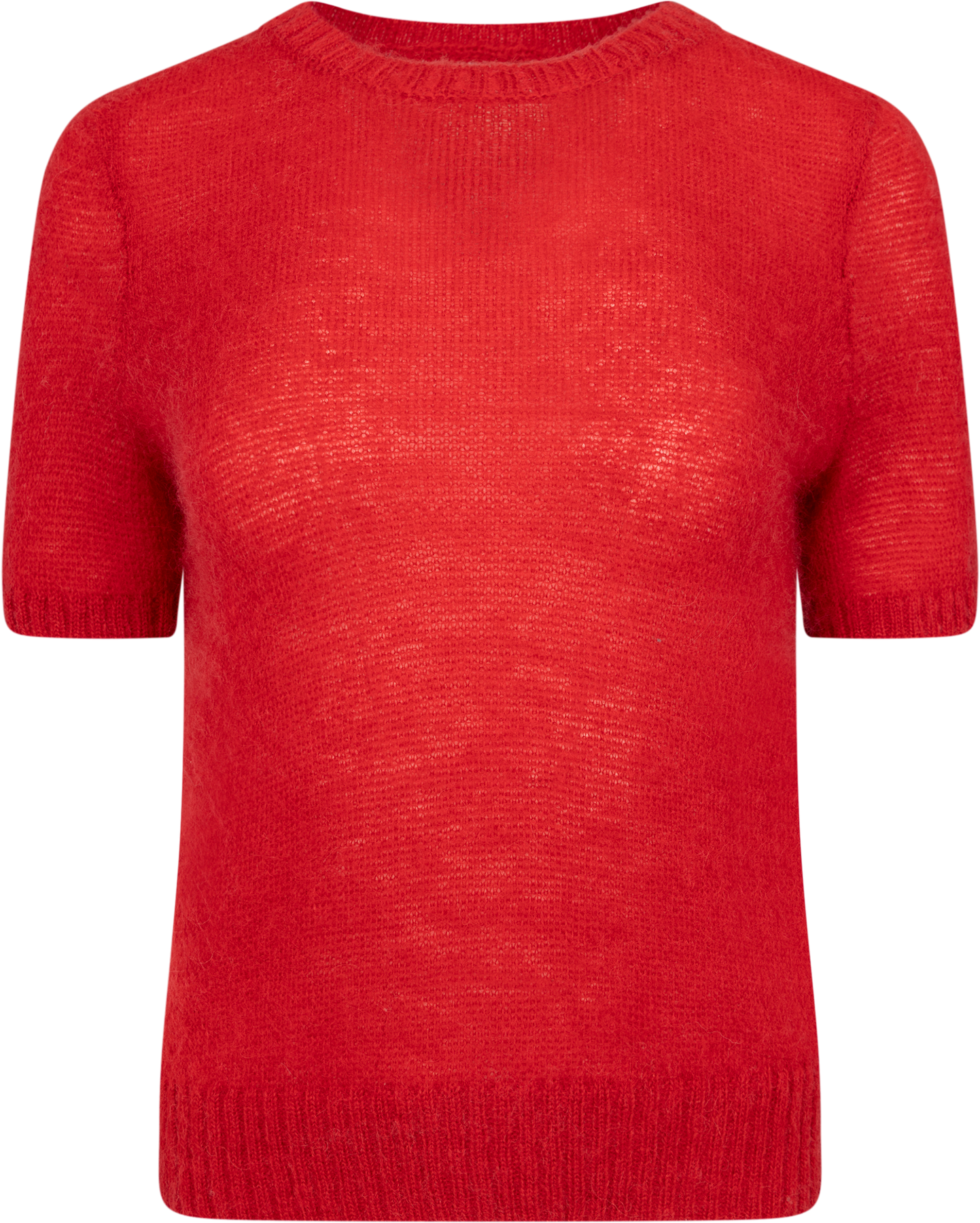 Mohair Blend Ss C-Neck - Ruby Red