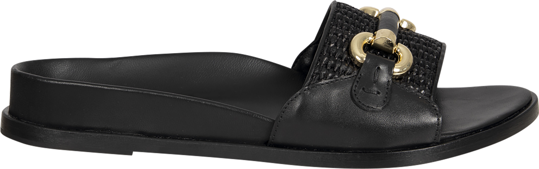 9510Ca Vitello Nero Rafia - Nero/Gold