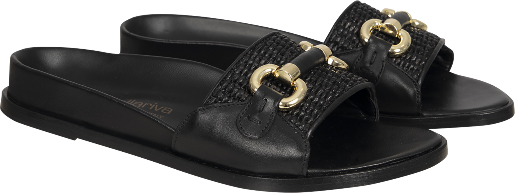 9510Ca Vitello Nero Rafia - Nero/Gold