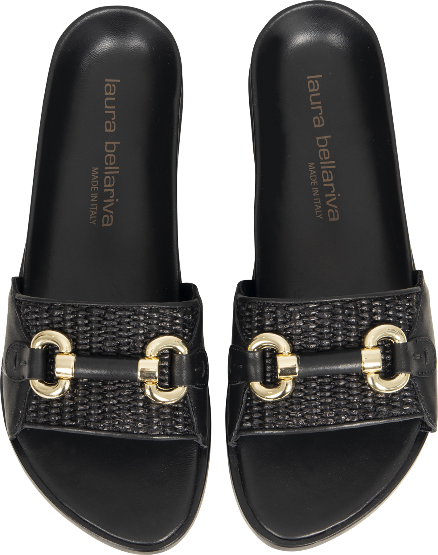 9510Ca Vitello Nero Rafia - Nero/Gold
