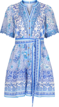 Maggie Short Linen Dress - Blue
