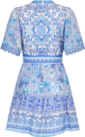 Maggie Short Linen Dress - Blue