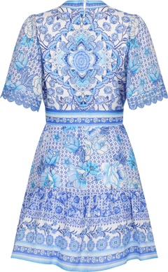 Maggie Short Linen Dress - Blue
