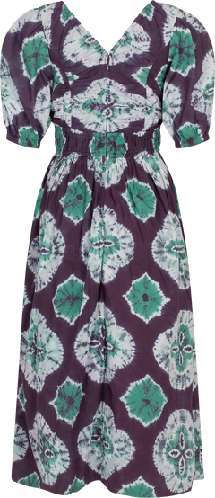 Aveline Tie Dye Print Puff Slv Dress - Teal