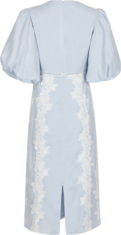 Rudy Embroidered Linen Midi Dress - Light Blue