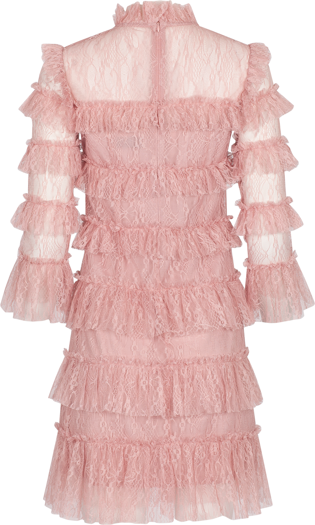Carmine Frill Mini Lace Dress - Blush