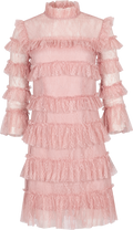 Carmine Frill Mini Lace Dress - Blush