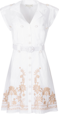 Jane Dress Linen W Embrodey - White