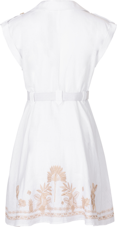 Jane Dress Linen W Embrodey - White