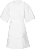 Allie Pouf Sleeve Embroidered Mini Dress - White