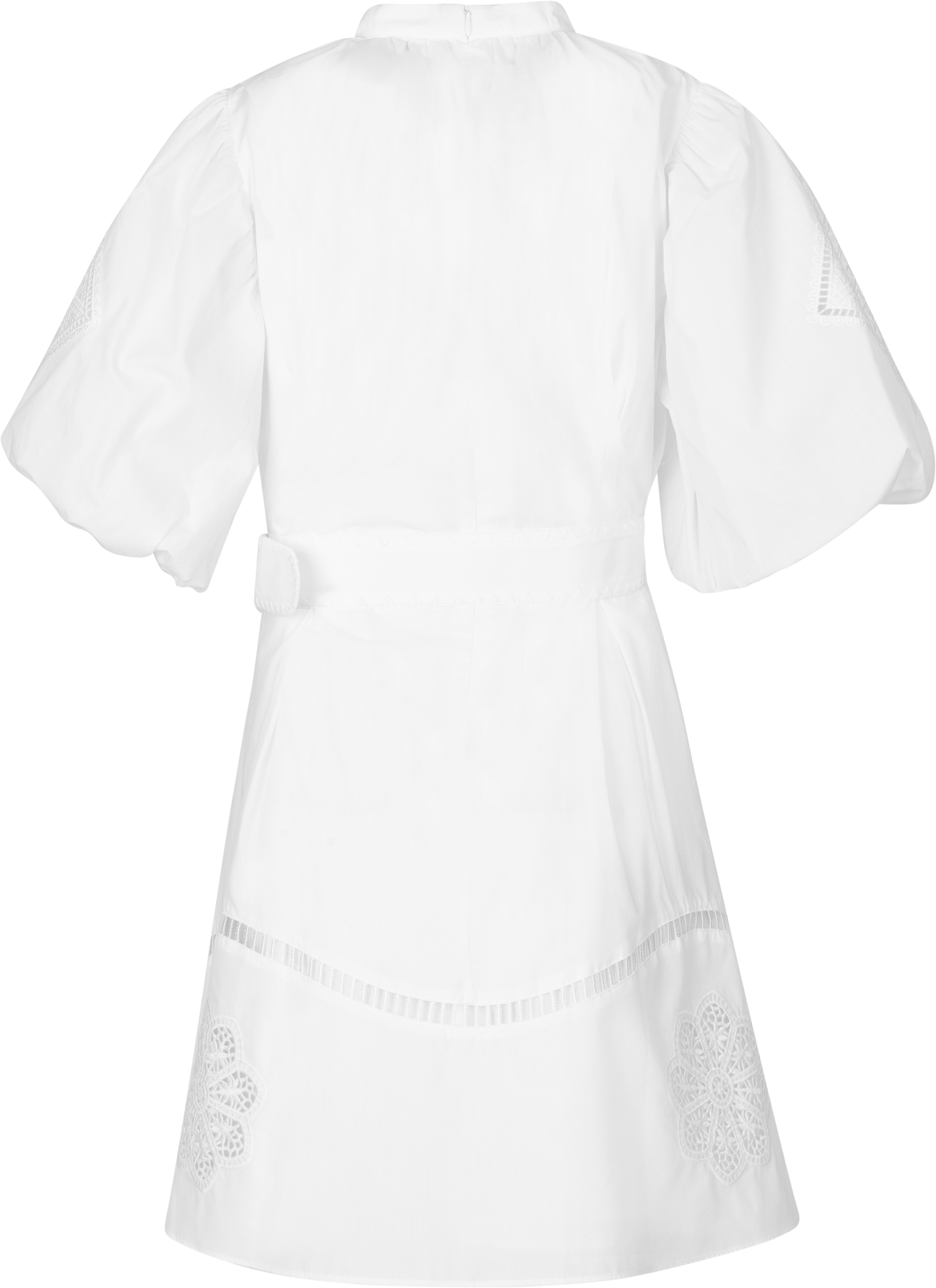Allie Pouf Sleeve Embroidered Mini Dress - White