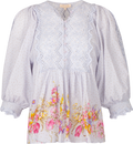 Cotton Slub Embroidery Blouse - Flower Market