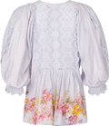Cotton Slub Embroidery Blouse - Flower Market