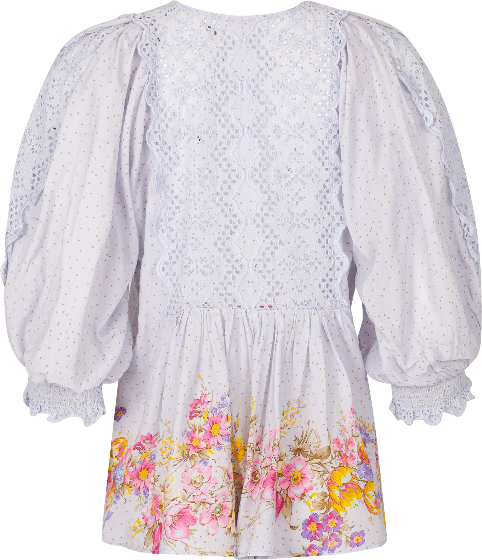 Cotton Slub Embroidery Blouse - Flower Market